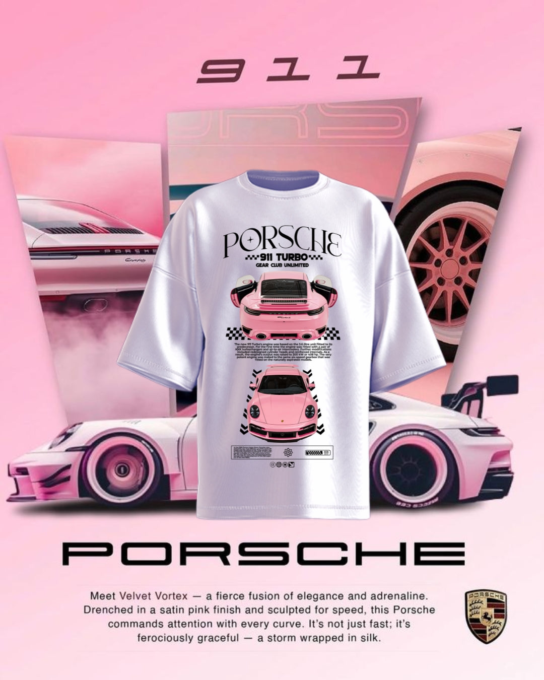 T-Shirt Pink Porche Oversized